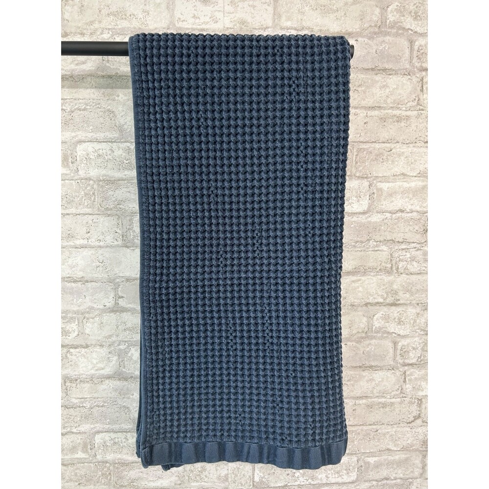Onsen X Huckberry Towel Navy Blue Waffle Weave Supima Cotton Luxury Bath Shower